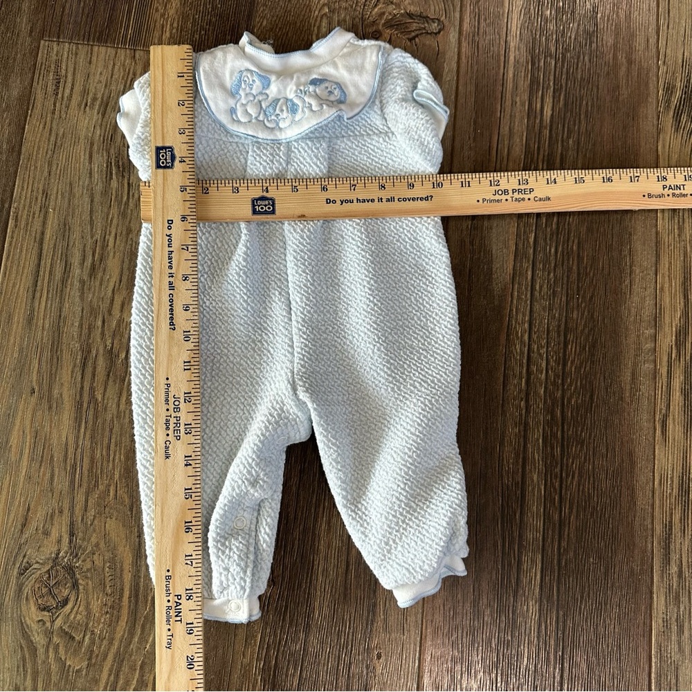 Vintage CARTERS puppy dog blue white one piece romper outfit baby boys 6 mo USA - Picture 9 of 9